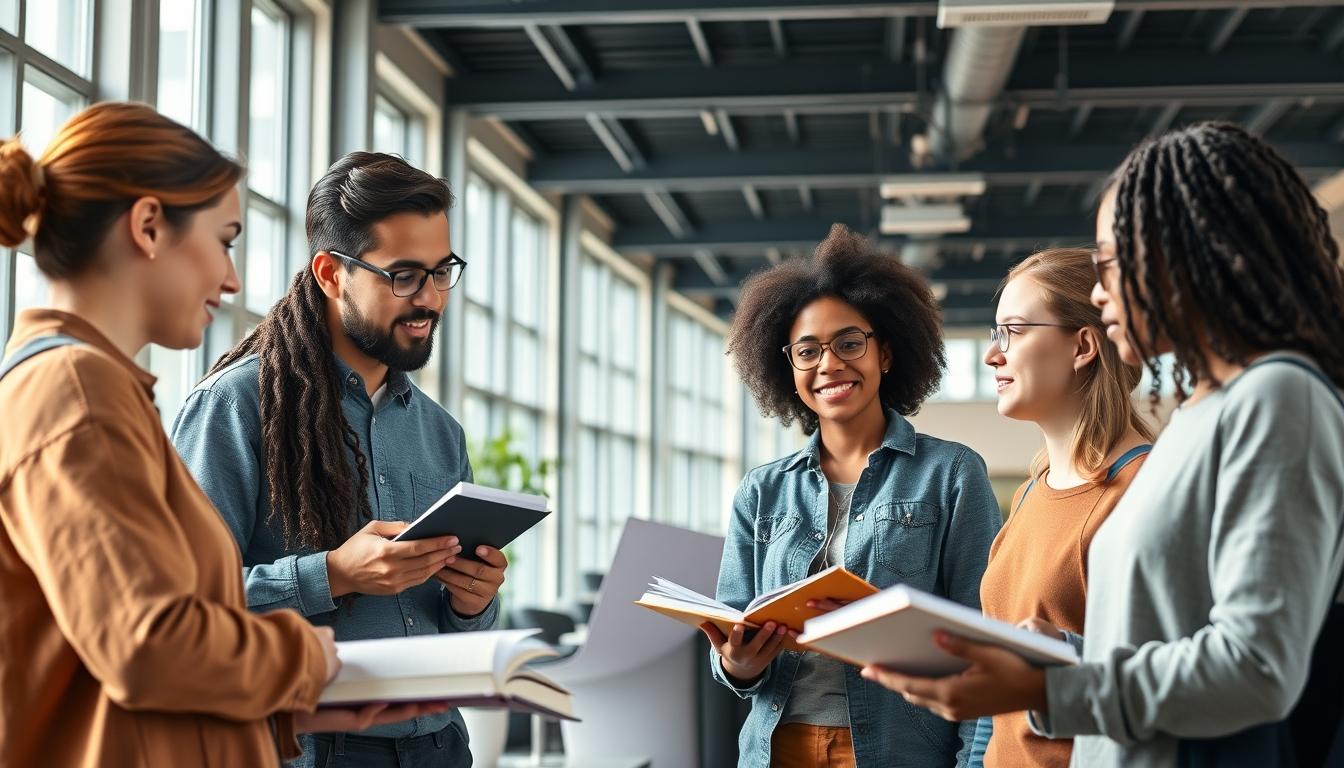 Students collaborating in study space